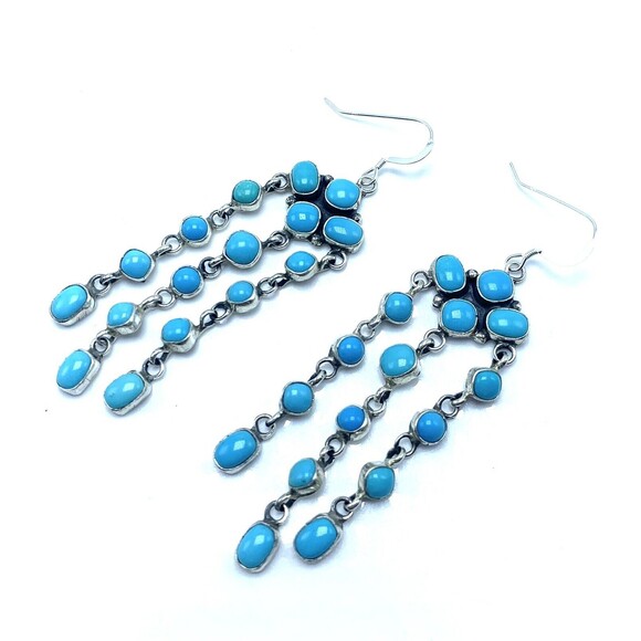 Native American Sterling Silver Handmade Sleeping Beauty Turquoise Earring